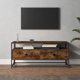 Tv-meubel 100x35x45 cm bewerkt hout gerookt eikenkleurig 1