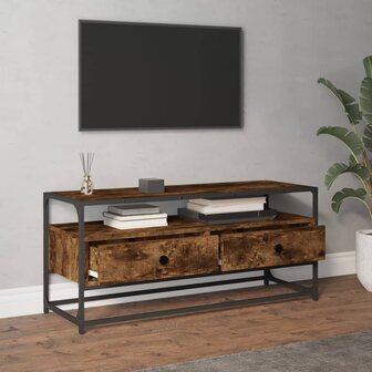 Tv-meubel 100x35x45 cm bewerkt hout gerookt eikenkleurig 3