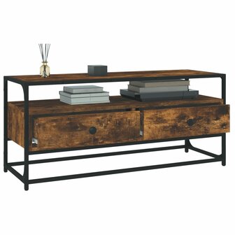 Tv-meubel 100x35x45 cm bewerkt hout gerookt eikenkleurig 4