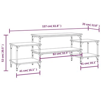 Tv-meubel 157x35x52 cm bewerkt hout gerookt eikenkleurig 9