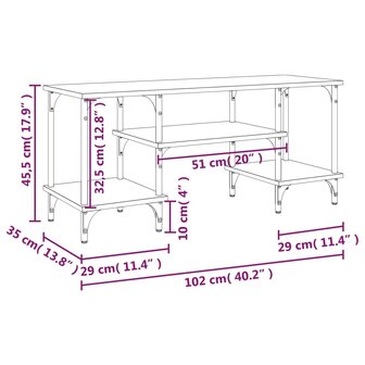 Tv-meubel 102x35x45,5 cm bewerkt hout bruin eikenkleur 9