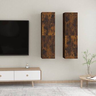 Tv-wandmeubels 2 st 30,5x30x110 cm gerookt eikenkleurig 3