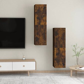 Tv-wandmeubels 2 st 30,5x30x110 cm gerookt eikenkleurig 4