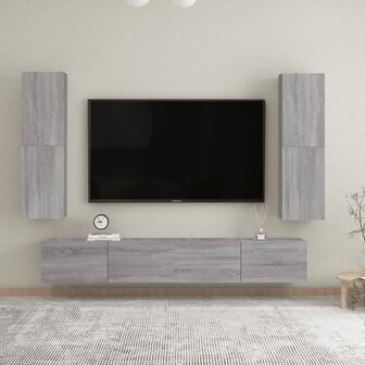 Tv-wandmeubels 2 st 30,5x30x110 cm grijs sonoma eikenkleurig 1