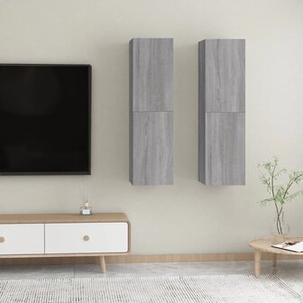 Tv-wandmeubels 2 st 30,5x30x110 cm grijs sonoma eikenkleurig 3