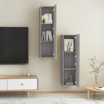 Tv-wandmeubels 2 st 30,5x30x110 cm grijs sonoma eikenkleurig 5