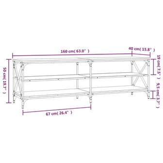 Tv-meubel 160x40x50 cm bewerkt hout sonoma eikenkleurig 9