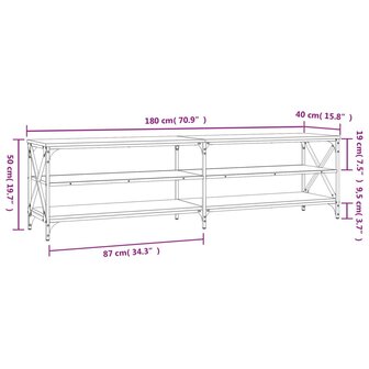 Tv-meubel 180x40x50 cm bewerkt hout grijs sonoma eikenkleurig 9