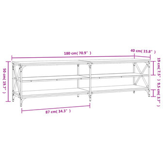 Tv-meubel 180x40x50 cm bewerkt hout bruin eikenkleur 9