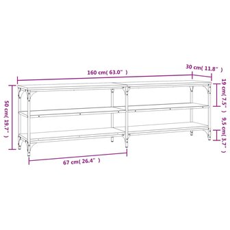 Tv-meubel 160x30x50 cm bewerkt hout bruin eikenkleur 9