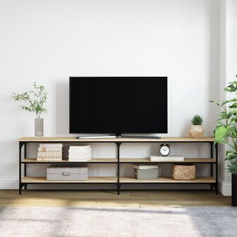 Tv-meubel 180x30x50 cm bewerkt hout metaal sonoma eikenkleurig 3