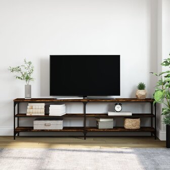 Tv-meubel 180x30x50 cm bewerkt hout metaal gerookt eikenkleurig 3