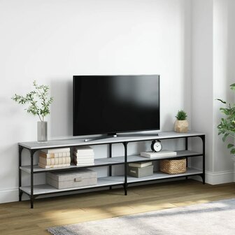 Tv-meubel 180x30x50 cm bewerkt hout metaal grijs sonoma eiken 1