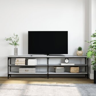 Tv-meubel 180x30x50 cm bewerkt hout metaal grijs sonoma eiken 3