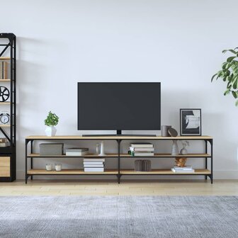 Tv-meubel 200x30x50 cm bewerkt hout metaal sonoma eikenkleurig 3