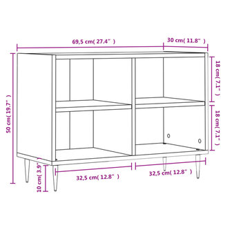 Tv-meubel 69,5x30x50 cm bewerkt hout bruin eikenkleur 9