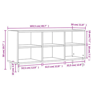 Tv-meubel 103,5x30x50 cm bewerkt hout zwart 9