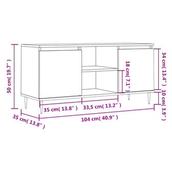 Tv-meubel 104x35x50 cm bewerkt hout betongrijs 11