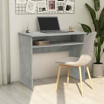 Bureau 90x50x74 cm bewerkt hout betongrijs 1