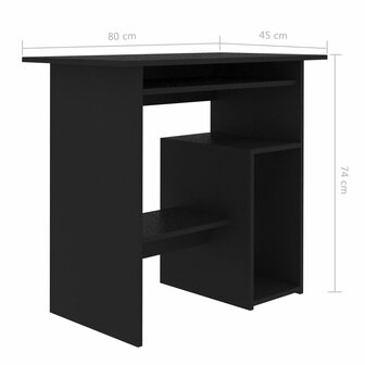 Bureau 80x45x74 cm bewerkt hout zwart 7