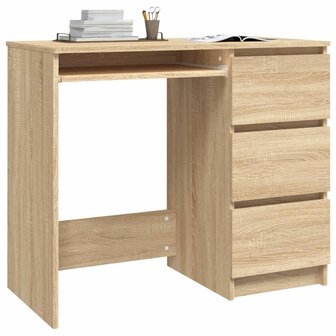 Bureau 90x45x76 cm bewerkt hout sonoma eikenkleurig 3