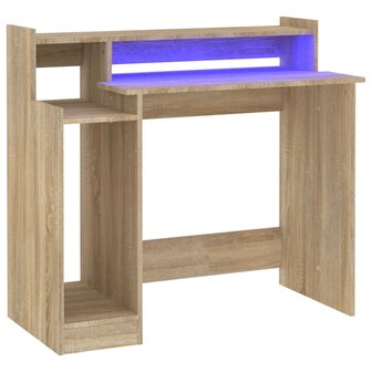 Bureau met LED-verlichting 97x45x90 cm hout sonoma eikenkleurig 2