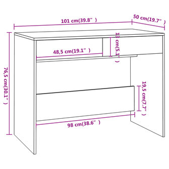 Bureau 101x50x76,5 cm bewerkt hout sonoma eikenkleurig 8