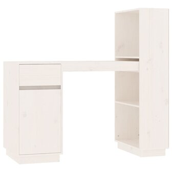 Bureau 110x53x117 cm massief grenenhout wit 2