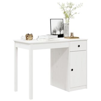 Bureau 100x50x75 cm massief grenenhout wit 4