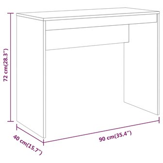 Bureau 90x40x72 cm bewerkt hout gerookt eikenkleurig 8