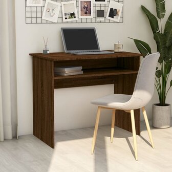 Bureau 90x50x74 cm bewerkt hout bruin eikenkleur 1