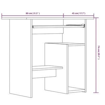 Bureau 80x45x74 cm bewerkt hout bruin eikenkleur 7