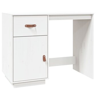 Bureau 95x50x75 cm massief grenenhout wit 2