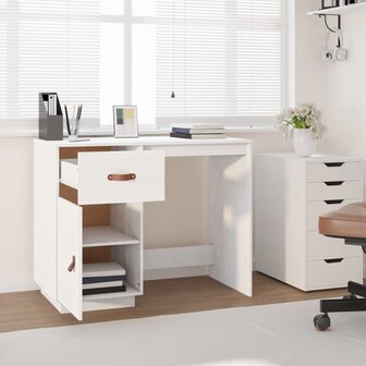 Bureau 95x50x75 cm massief grenenhout wit 3