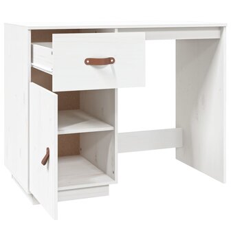 Bureau 95x50x75 cm massief grenenhout wit 7