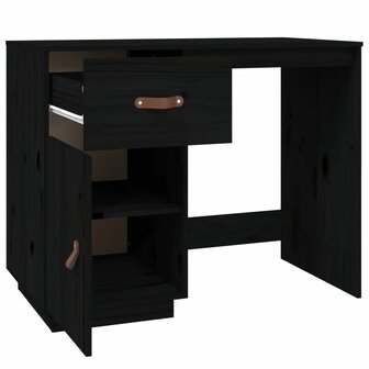 Bureau 95x50x75 cm massief grenenhout zwart 7