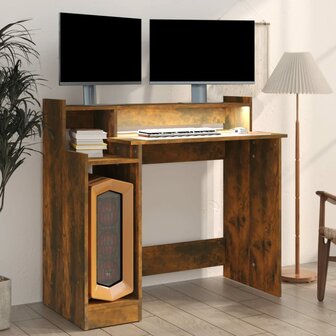 Bureau met LED-verlichting 97x45x90 cm hout gerookt eikenkleur 6