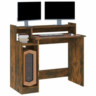 Bureau met LED-verlichting 97x45x90 cm hout gerookt eikenkleur 7