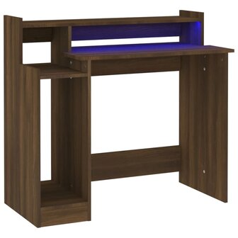 Bureau met LED-verlichting 97x45x90 cm hout bruin eikenkleur 2