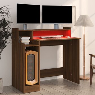 Bureau met LED-verlichting 97x45x90 cm hout bruin eikenkleur 6