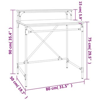 Bureau 80x50x90 cm bewerkt hout en ijzer zwart 9