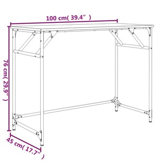 Bureau 100x45x76 cm bewerkt hout en gepoedercoat staal 10