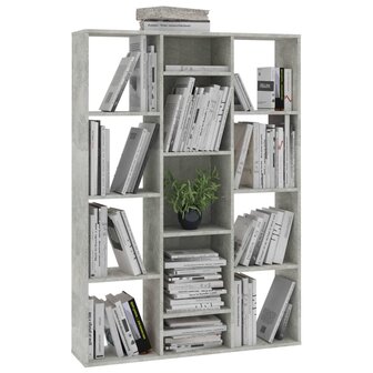 Kamerscherm/boekenkast 100x24x140 cm bewerkt hout betongrijs 4