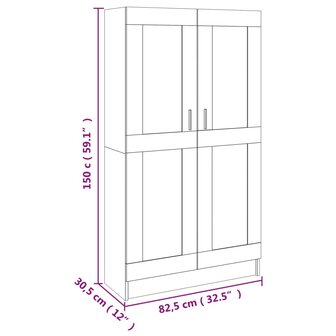 Boekenkast 82,5x30,5x150 cm spaanplaat betongrijs 9