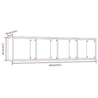 Boekenkast / tv-meubel 143x30x36 cm bruin eikenkleurig 8