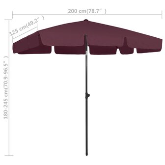 Strandparasol 200x125 cm bordeauxrood 8