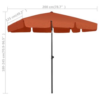 Strandparasol 200x125 cm terracotta 8