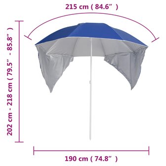 Strandparasol met zijwanden 215 cm blauw 9