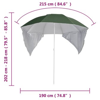 Strandparasol met zijwanden 215 cm groen 9