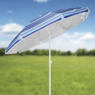 HI Strandparasol 200 cm gestreept blauw 2